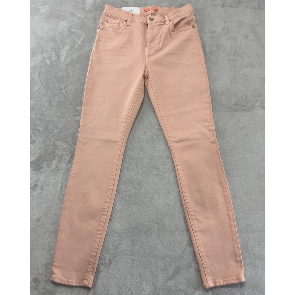 7 For All Mankind Pants Women 29 Salmon High Waist Super Skinny Ankle Preppy